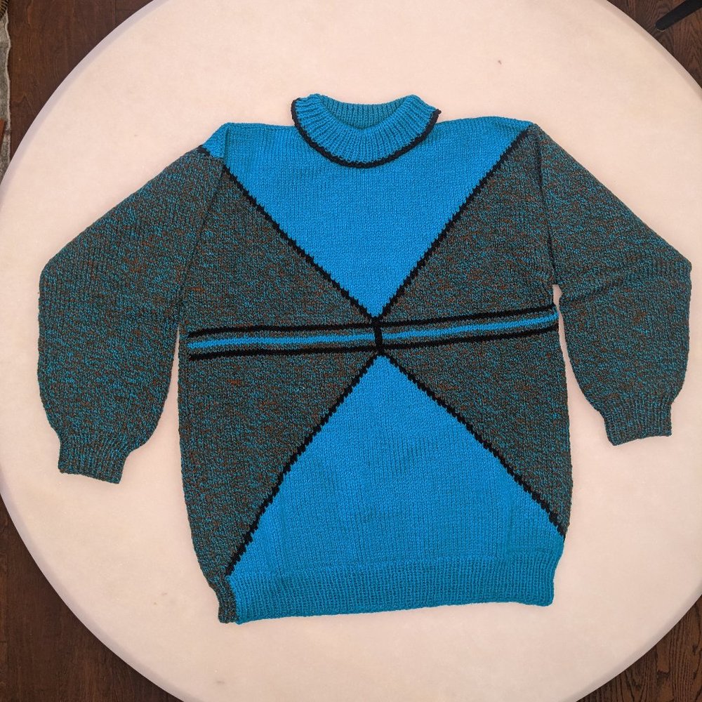 80s Hand Knit Vintage Turtleneck Sweater